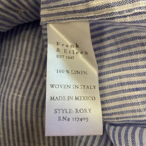 Frank & Eileen Rory Maxi Shirtdress Italian Lived In Linen Blue Striped Size XS - Picture 14 of 15